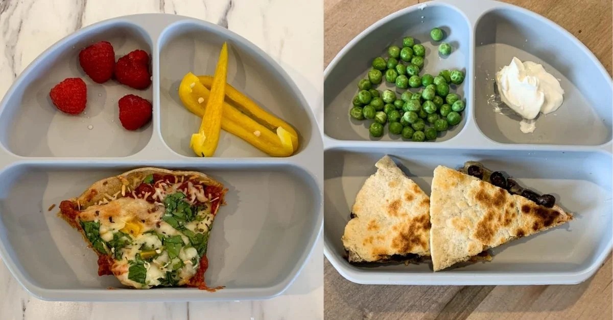 A colorful assortment of toddler-friendly lunch options for daycare, including mini sandwiches, cold lunches, and healthy high-protein meals.